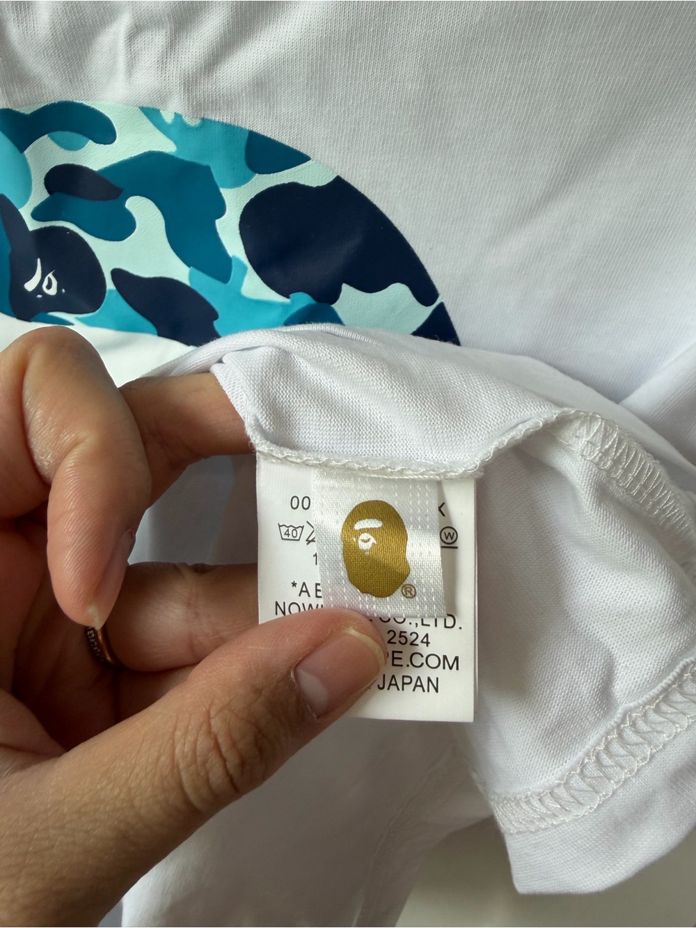 Blue Camo Monkey White Tee - Picture 5 of 5